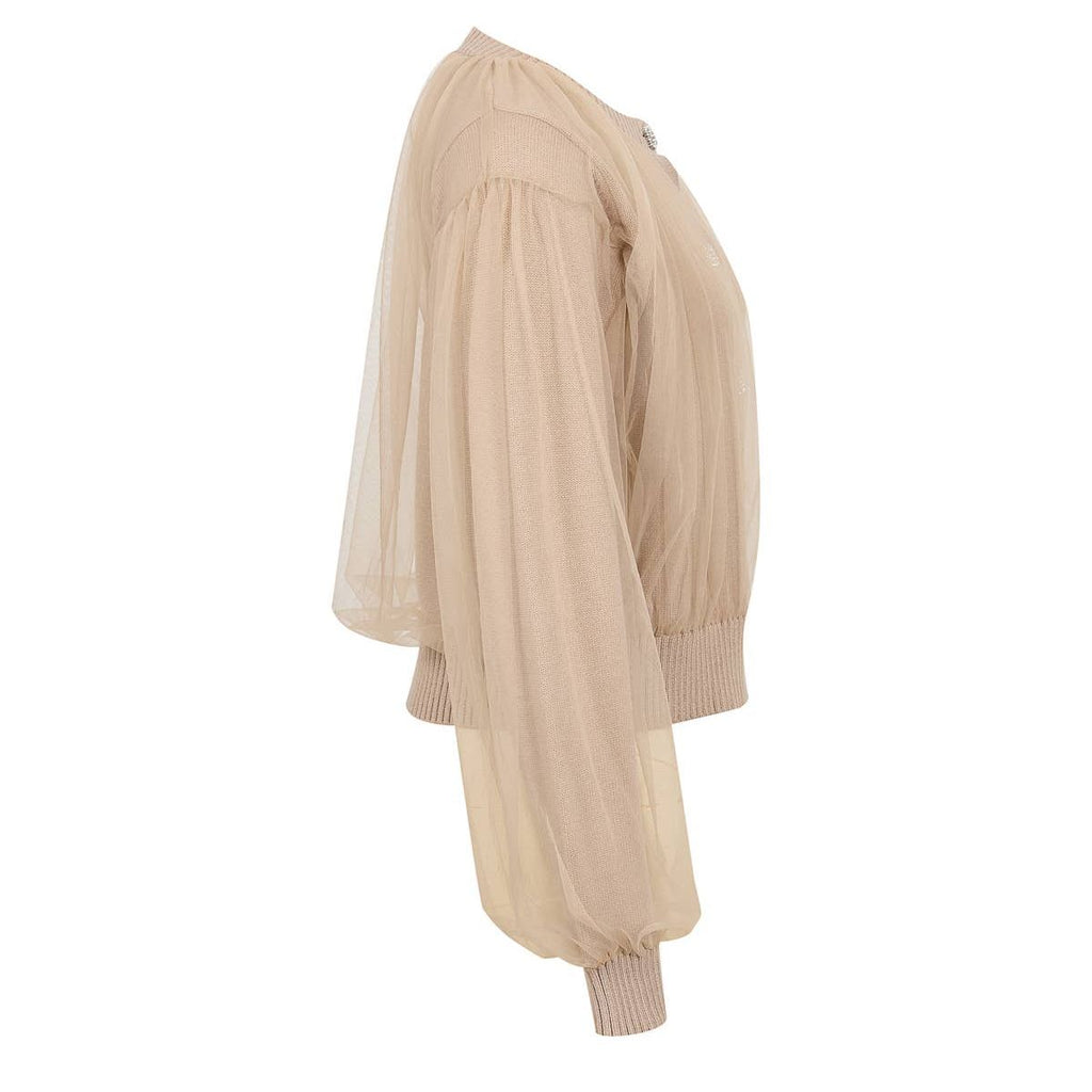 Marielle Crew-Neck Tulle Cardigan