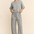MINERAL WASHED EXPOSED BARREL PANTS SET