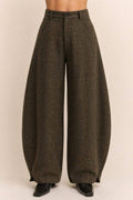 Herringbone High Waist Barrel Leg Pants