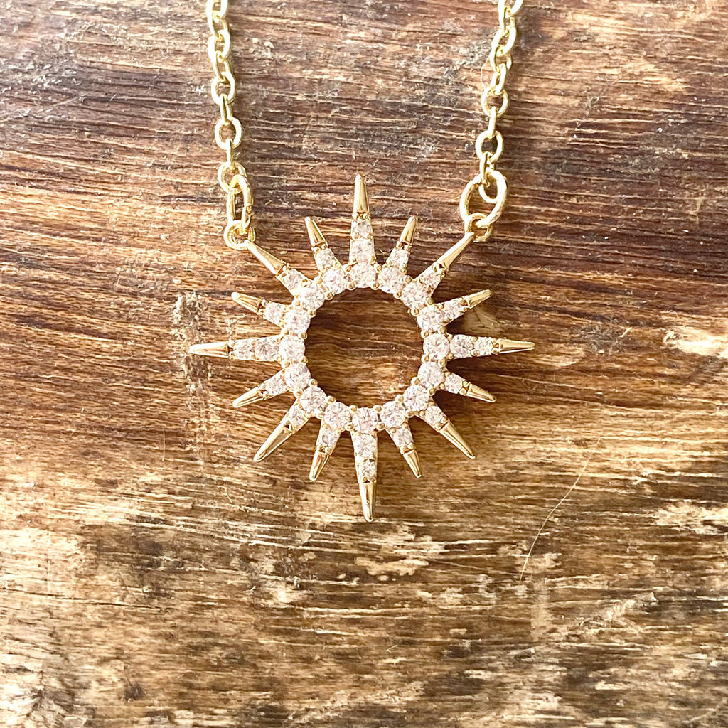Sun celestial necklace minimalist boutique salon jewelry