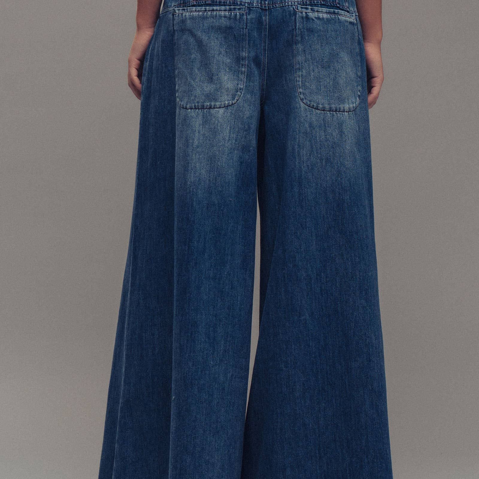 Pleated Wide-Leg Button Closure Pants
