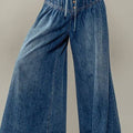 Pleated Wide-Leg Button Closure Pants