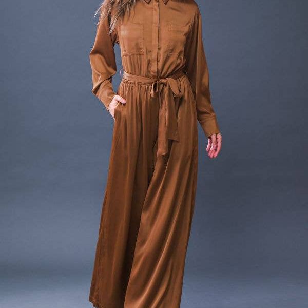 A solid woven jumpsuit