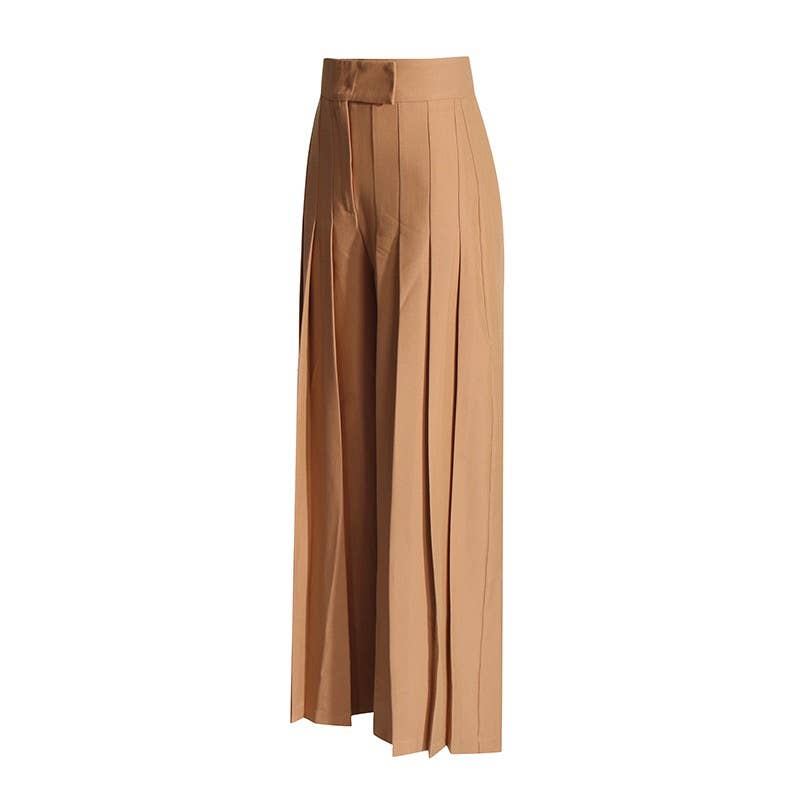 High-Waist Pleated Wide-Leg Pants - Summer Chic