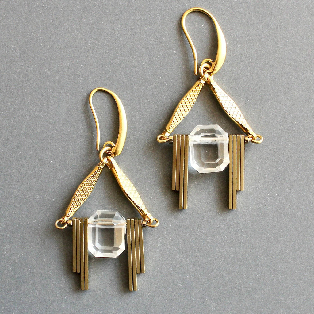 Acrylic and brass geometric earrings- ISLE20