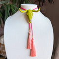 Longhorn Bolo Olive Green with Hot Pink & Peach