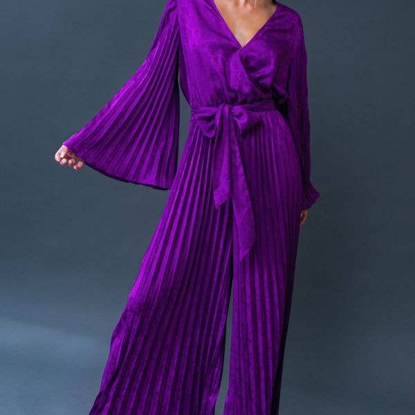 A jacquard woven satin jumpsuit