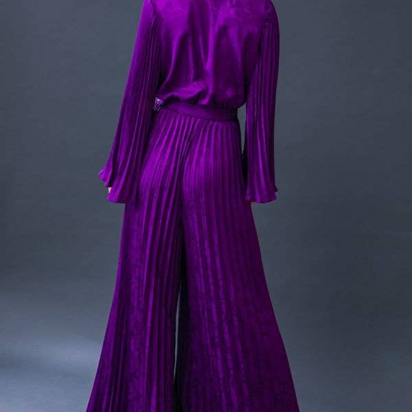 A jacquard woven satin jumpsuit