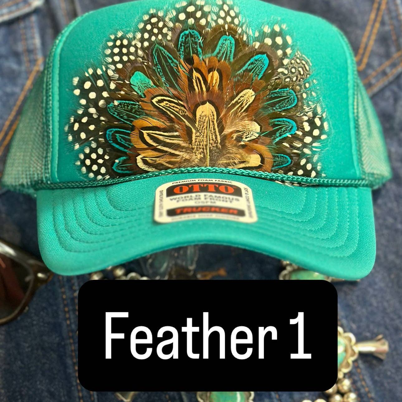 JADE FEATHER TRUCKER HAT