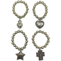 Faux Navajo Pearl Bracelets with Silver Metal Charms