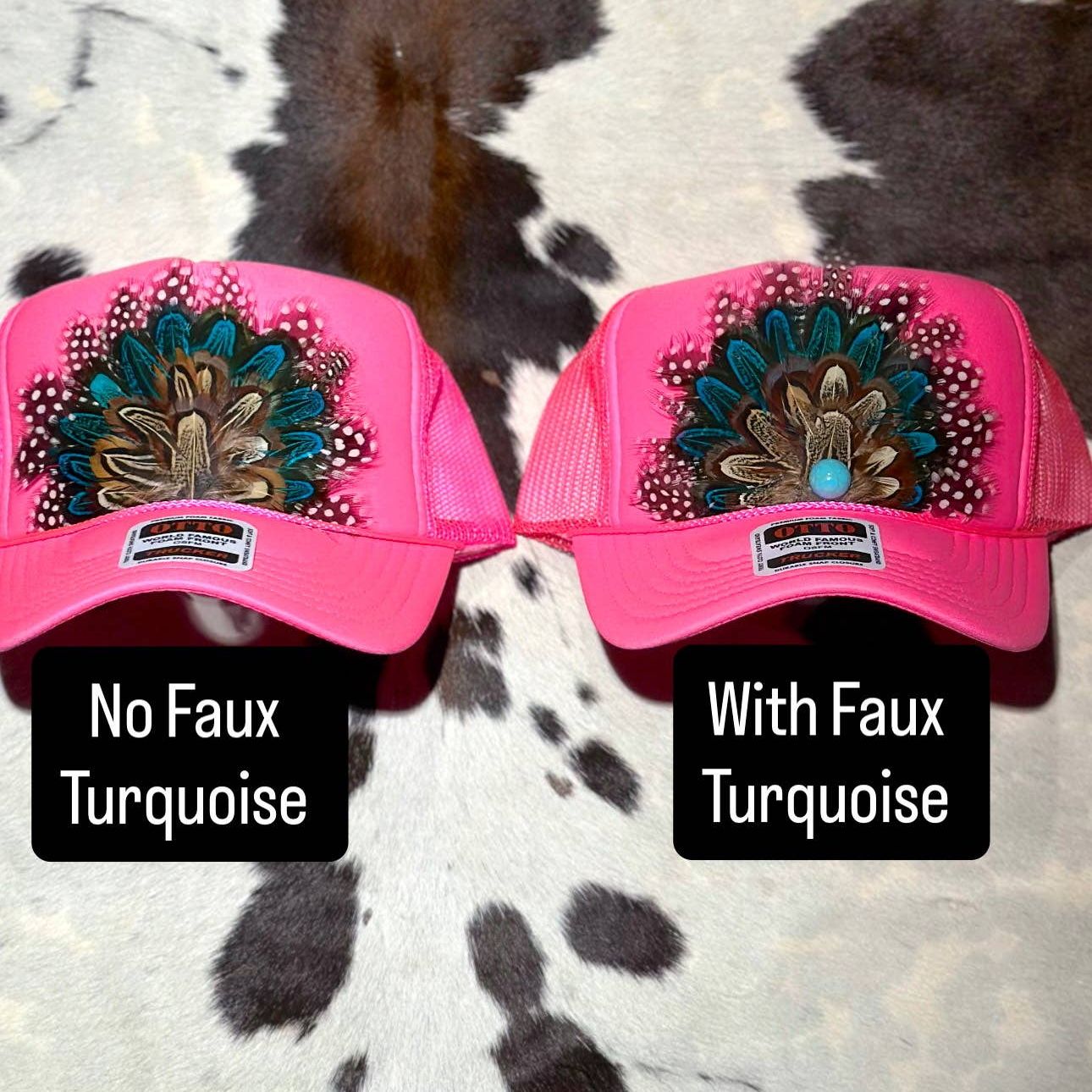 HOT PINK FEATHER TRUCKER HAT