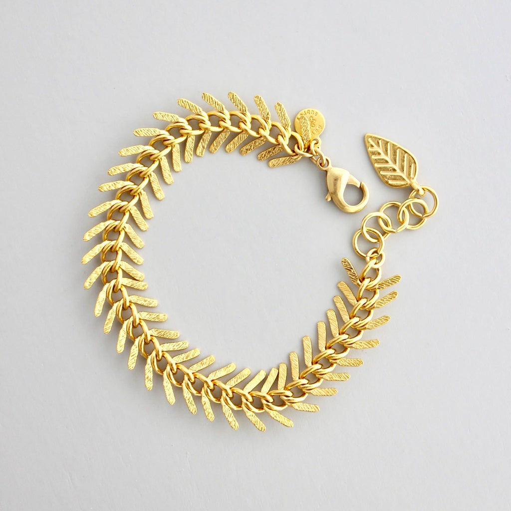 18k matte gold fish bone bracelet DORB02