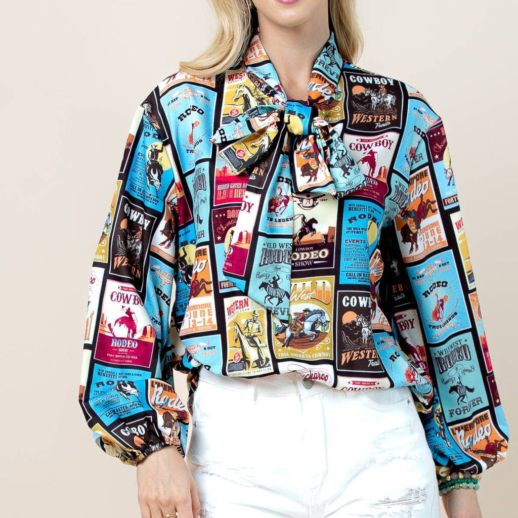 Sadia  Rodeo Stamp Print Graphic Blouse