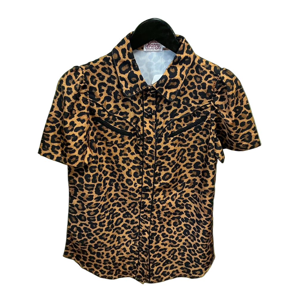 Leopard Short Sleeve Pearl Snap