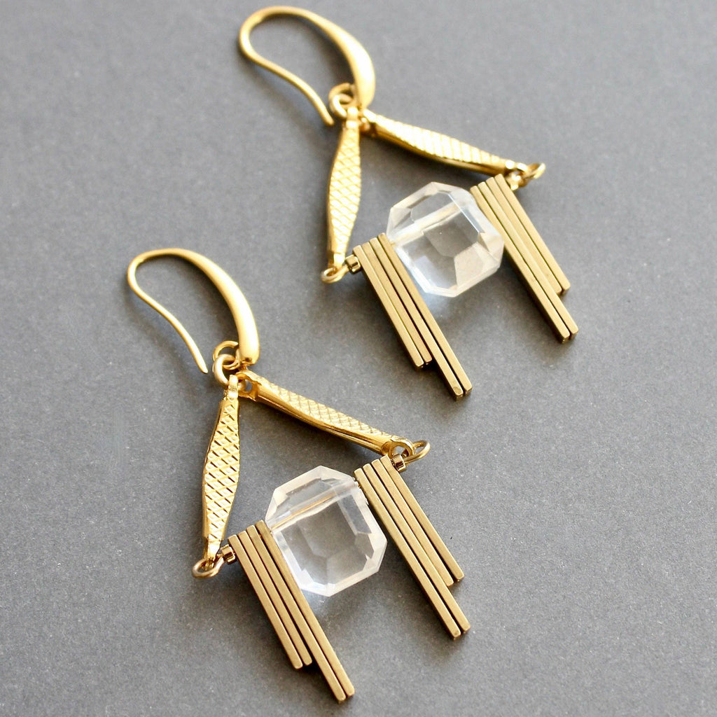 Acrylic and brass geometric earrings- ISLE20