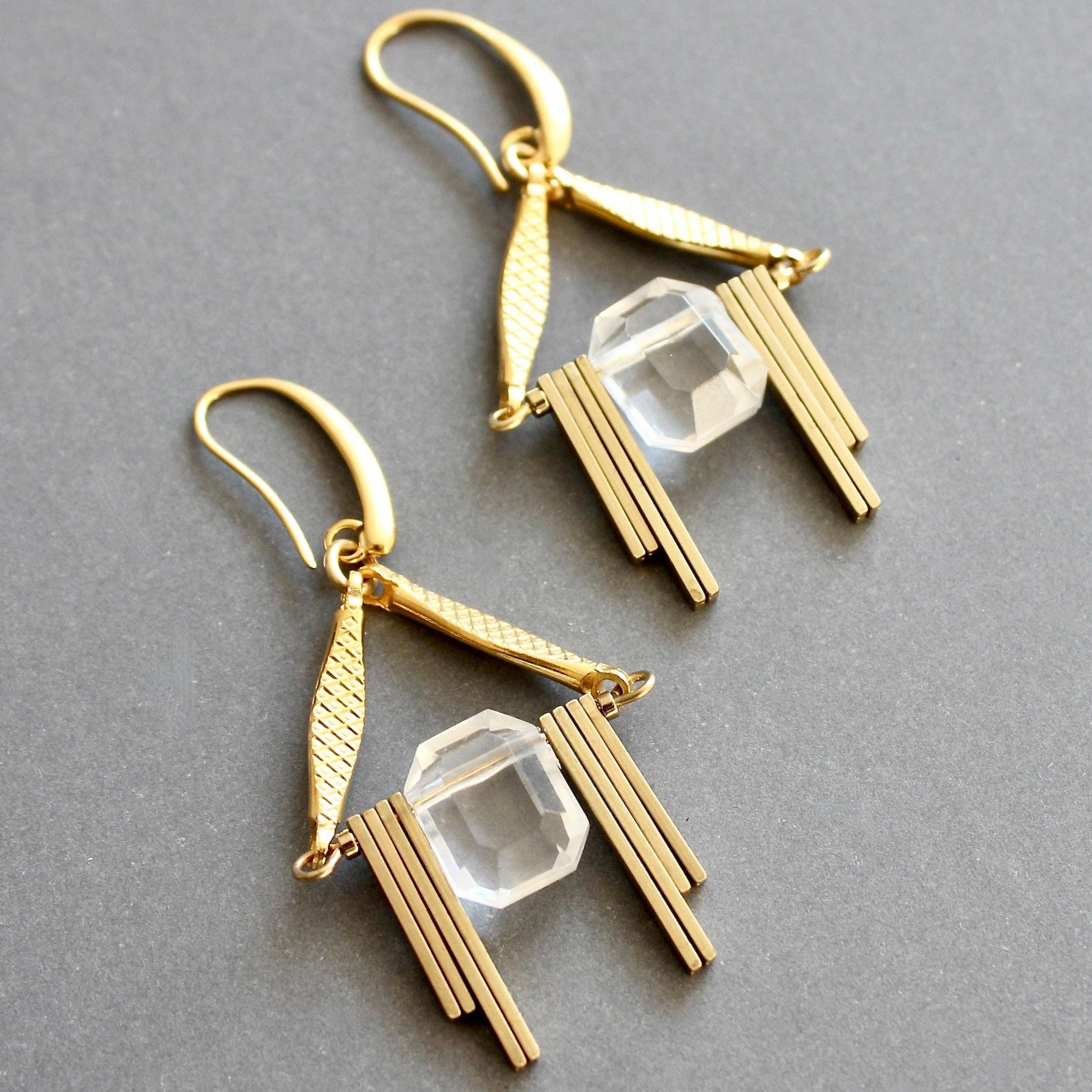 Acrylic and brass geometric earrings- ISLE20
