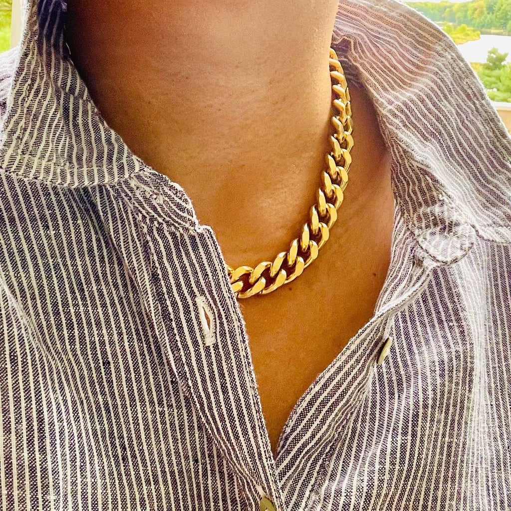 18k matte gold curb chain DOR415