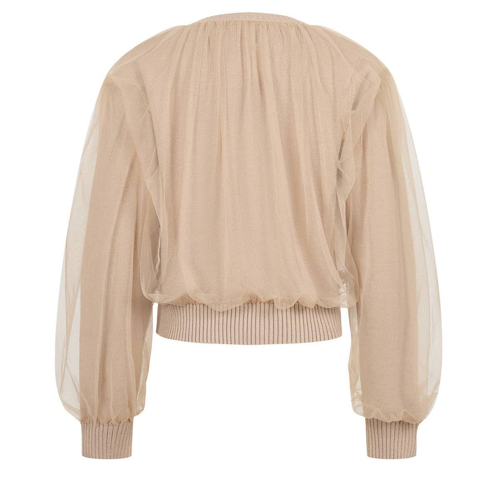 Marielle Crew-Neck Tulle Cardigan