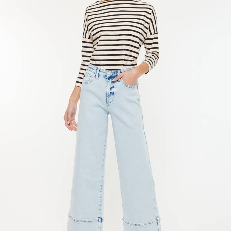 OPEN PACK HIGH RISE CROPPED WIDE LEG JEANS