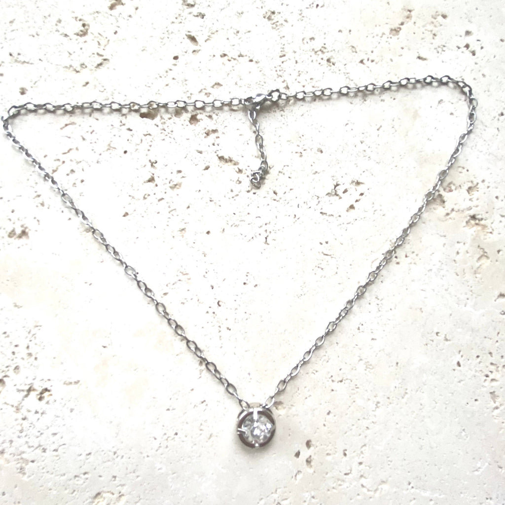 Crystal necklace minimalist layering boutique salon jewelry