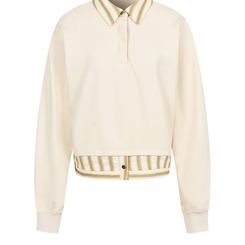 Anette Knit Collar Sweatshirt With Stripe Contrast