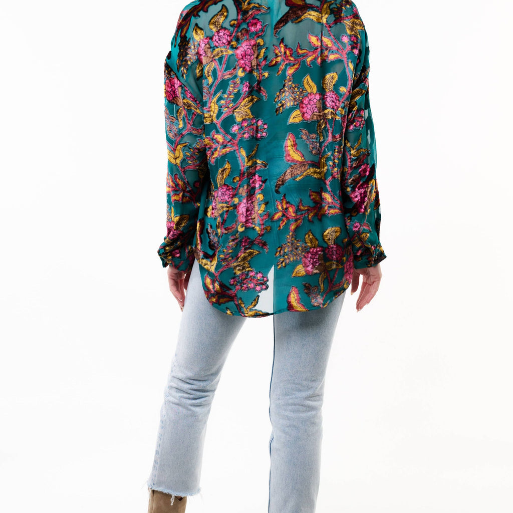 Holiday Jewels Burnout Velvet Blouse