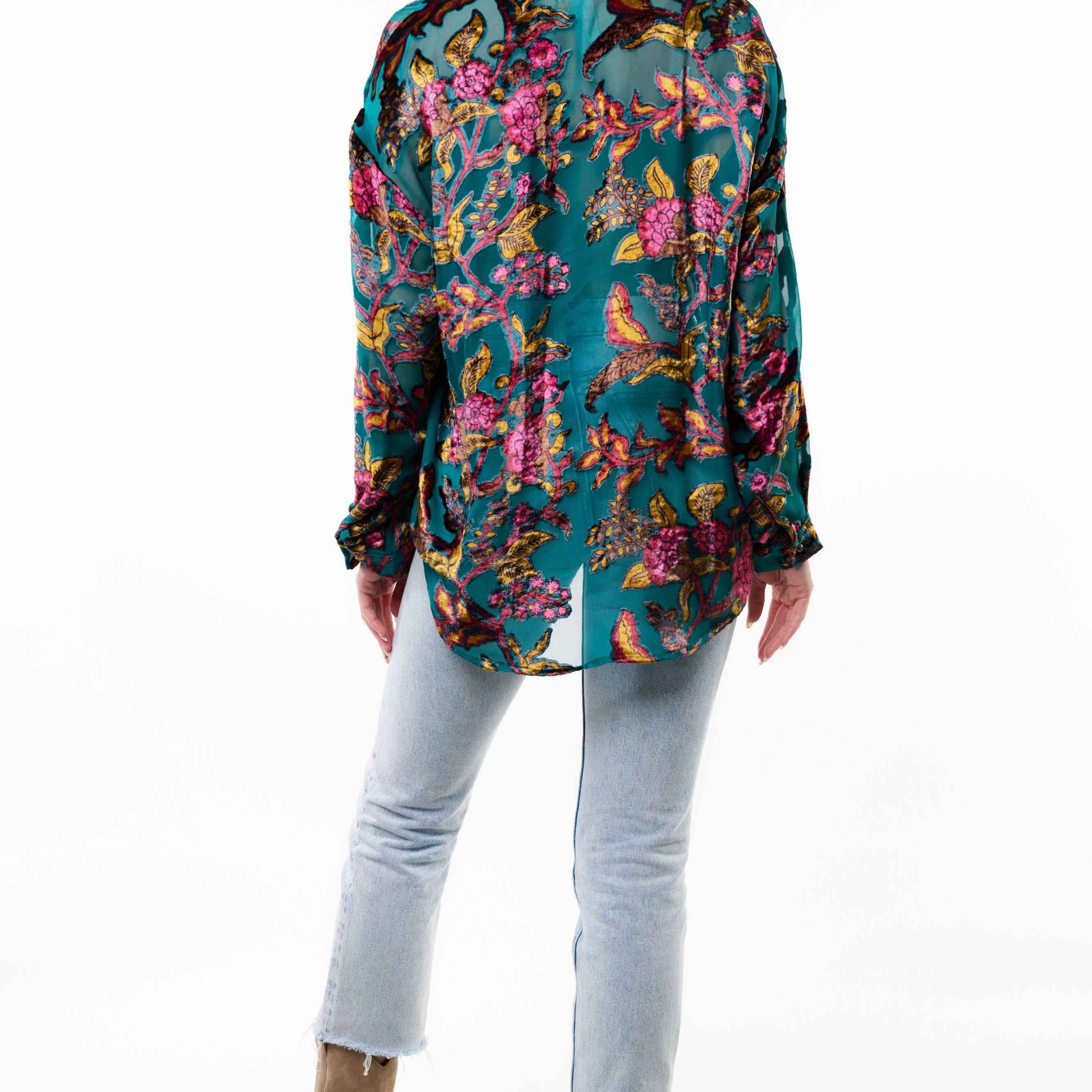 Holiday Jewels Burnout Velvet Blouse