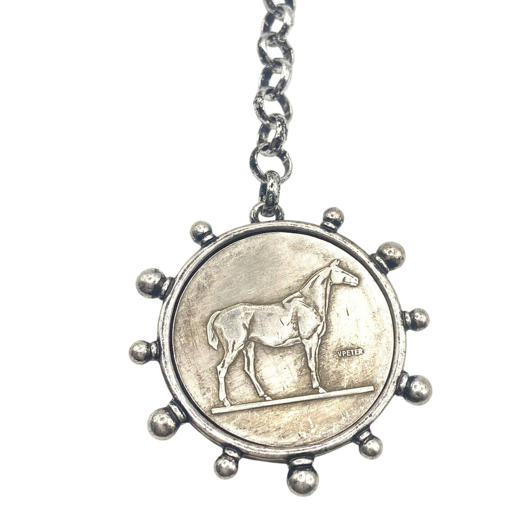 Equestrian horse coin medallion necklace