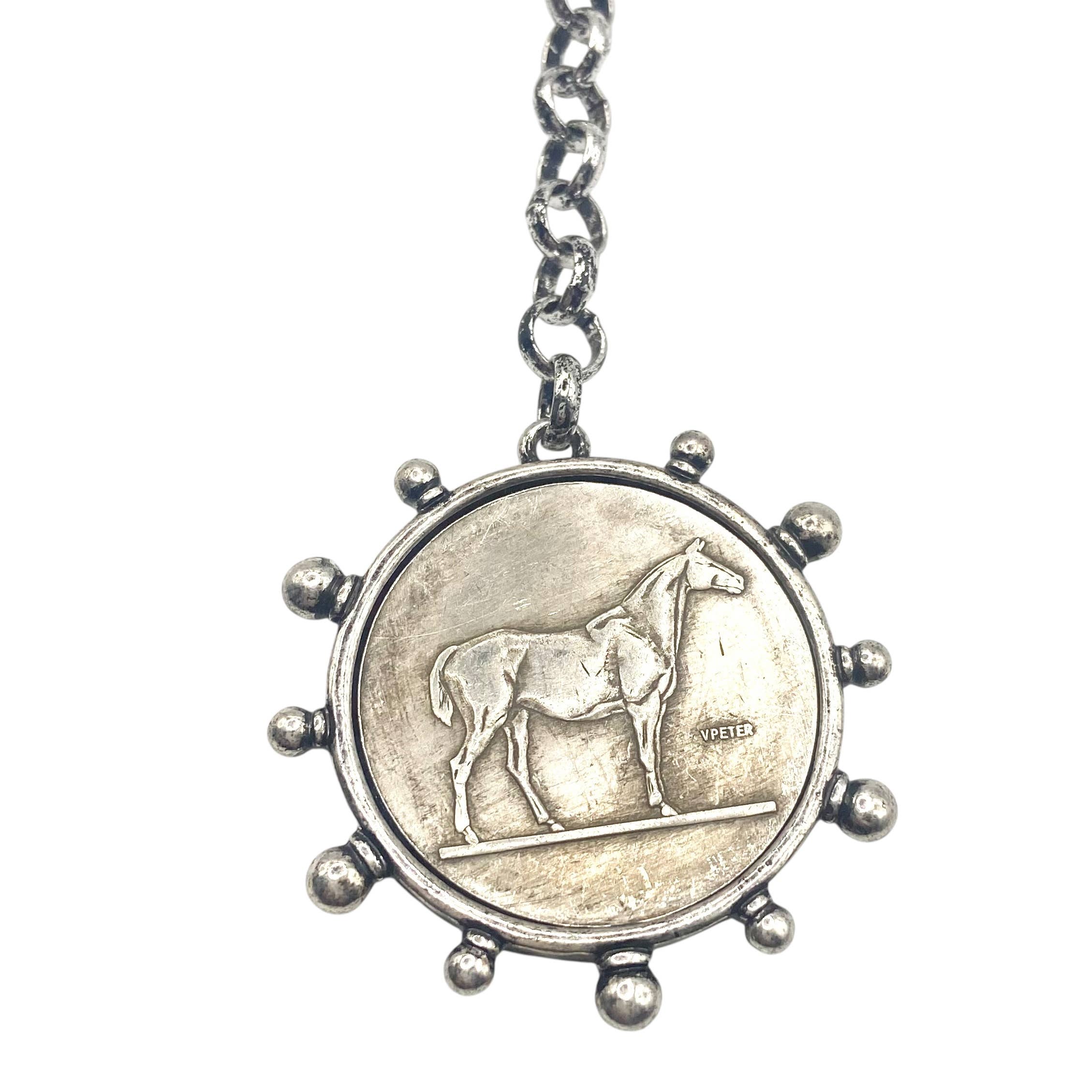 Equestrian horse coin medallion necklace