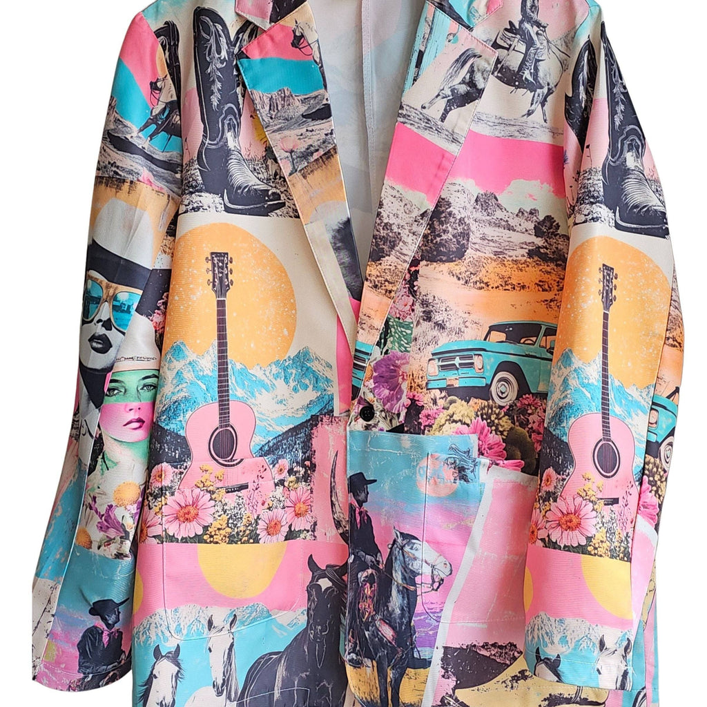 Baha Ranch Retro Pop Western Collage Blazer