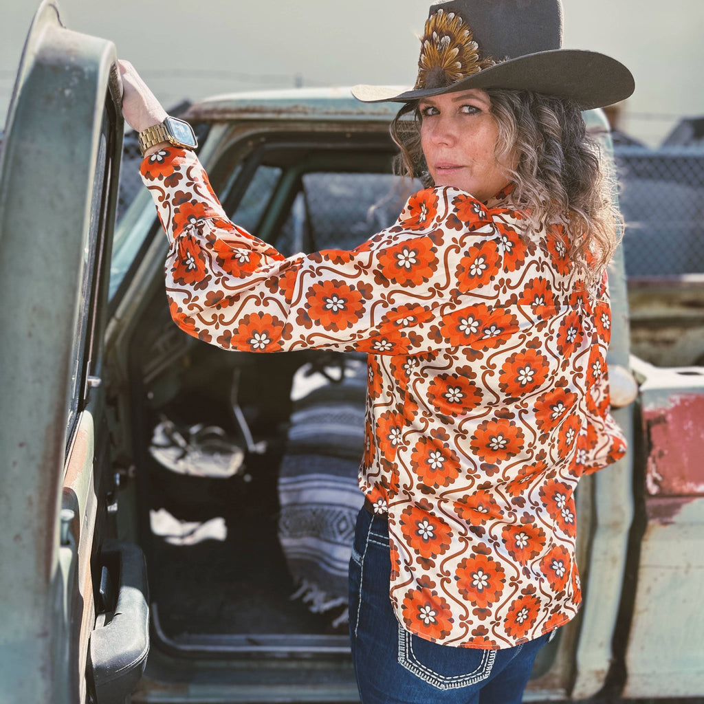 Going to California Large Poppy Flower Blouse