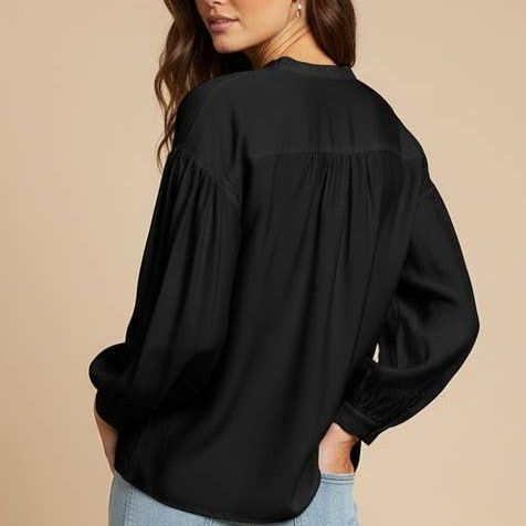 Button-down Blouse With Gathered Neckline