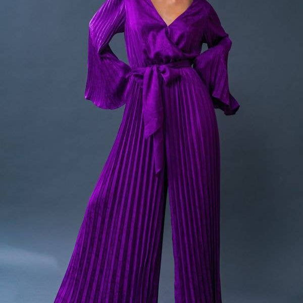 A jacquard woven satin jumpsuit