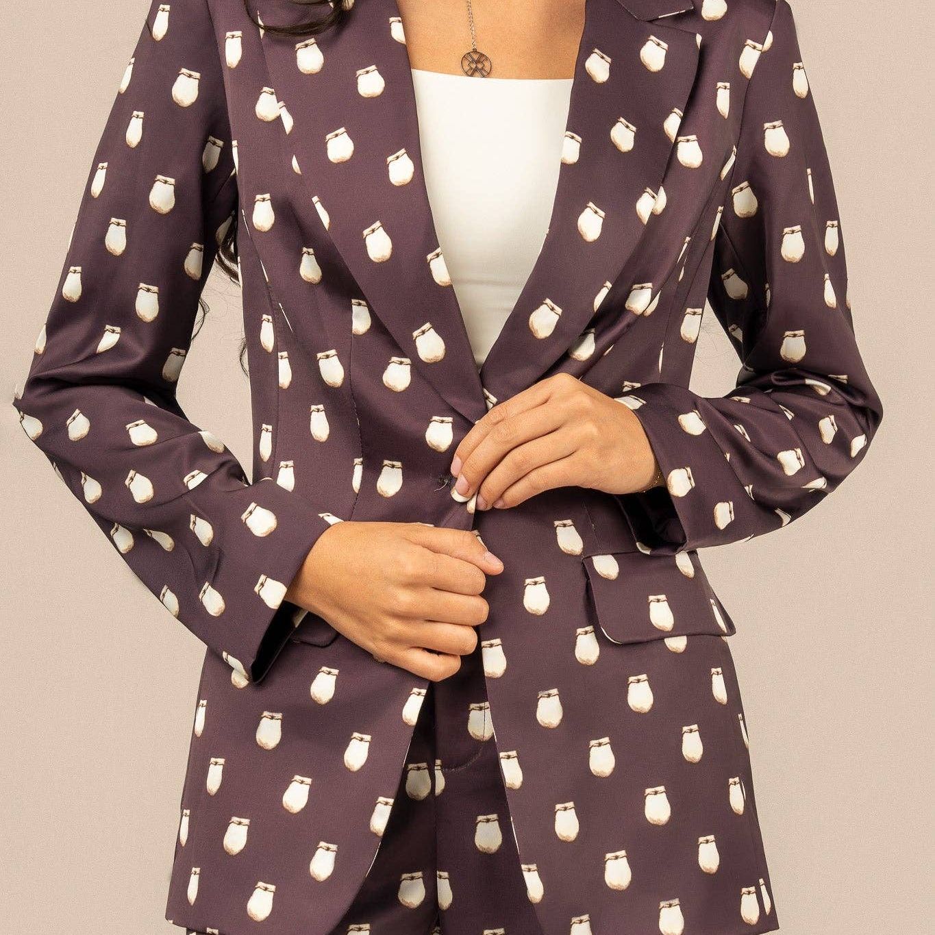 Elk Ivory Satin Blazer - Fig