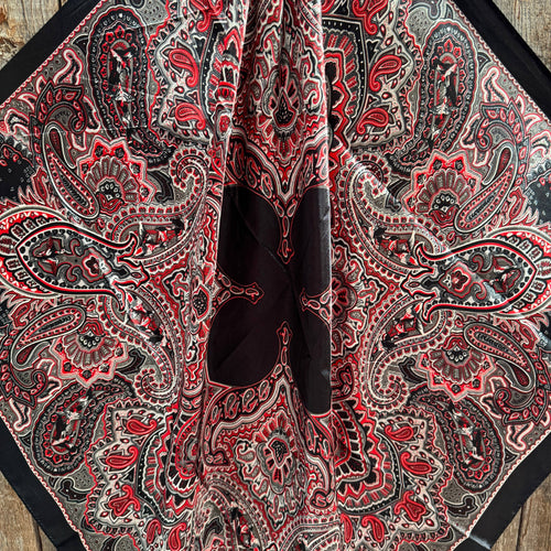 35X35" Black and Red Paisley Wild Rag / Scarf WR3450