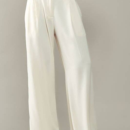 Sophisticated High Rise Front Pleated Wide Leg Trousers