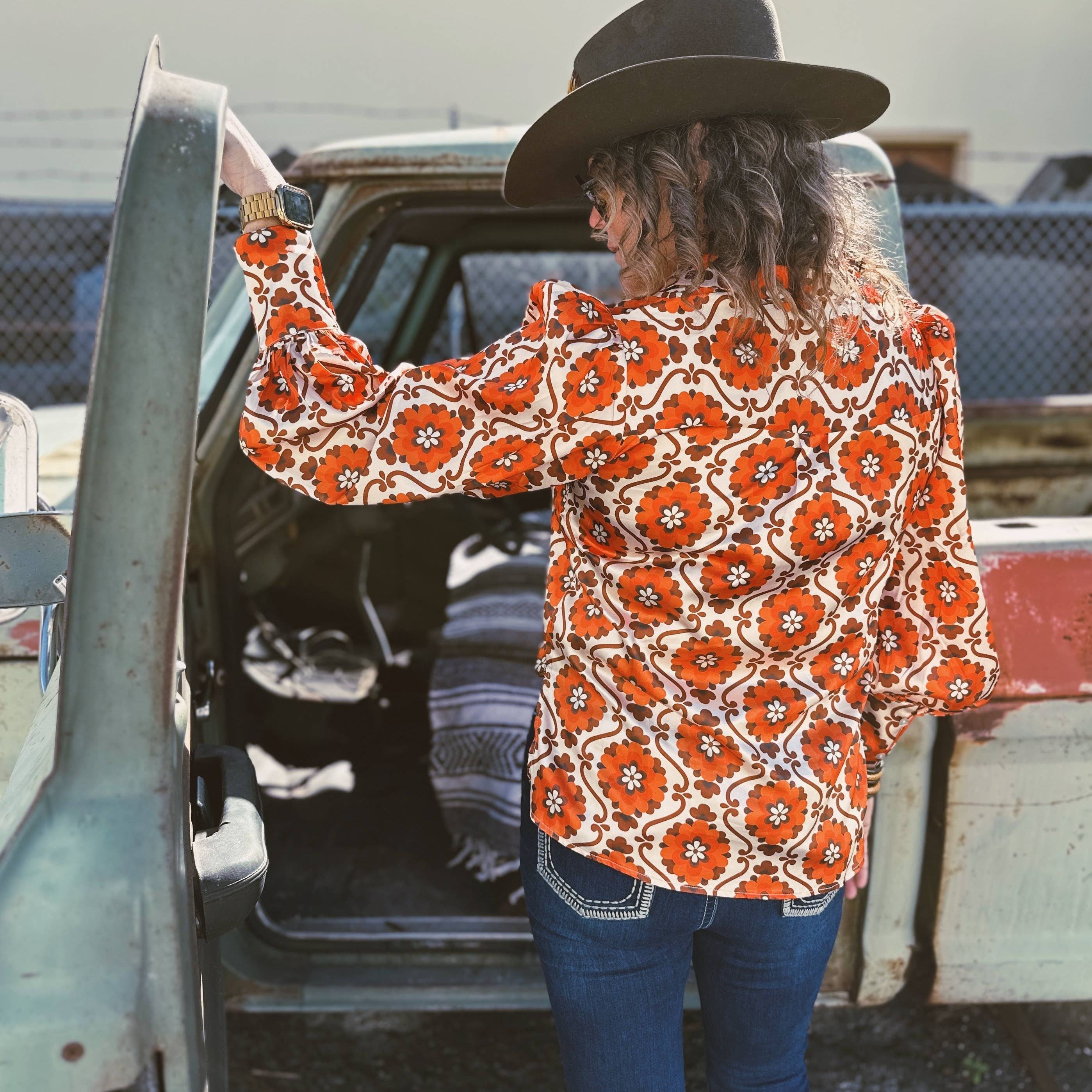 Going to California Large Poppy Flower Blouse