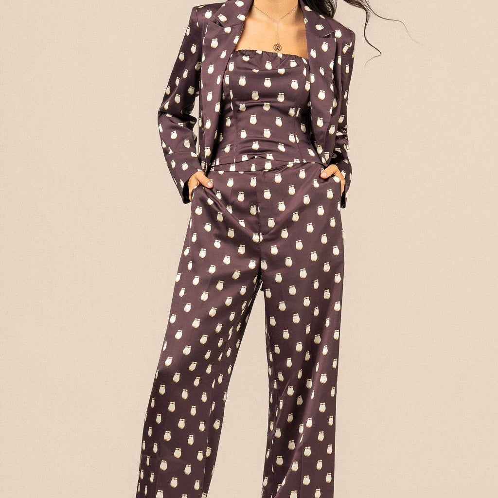 Elk Ivory Satin Suit Pant - Fig
