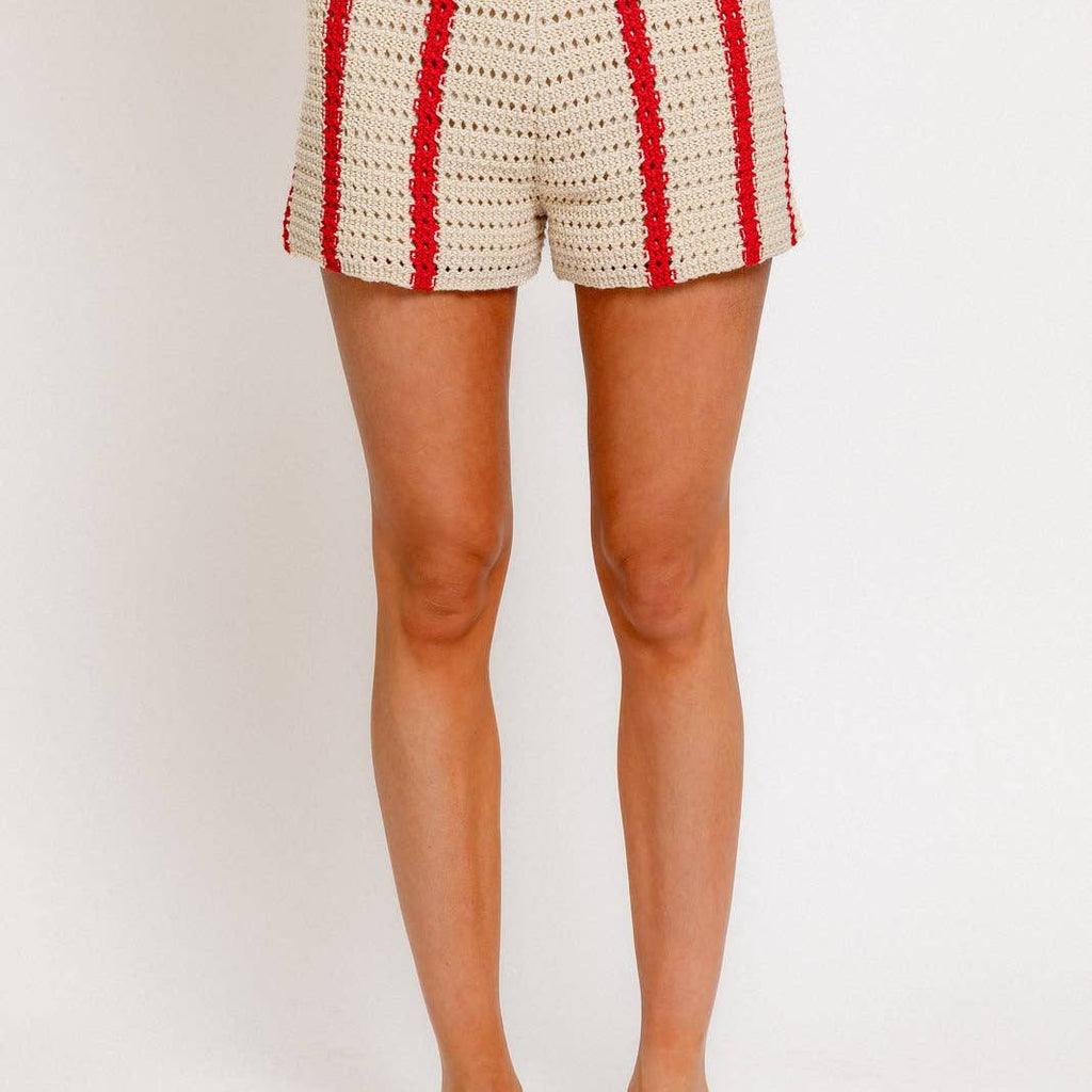 OPEN KNIT SWEATER SHORTS