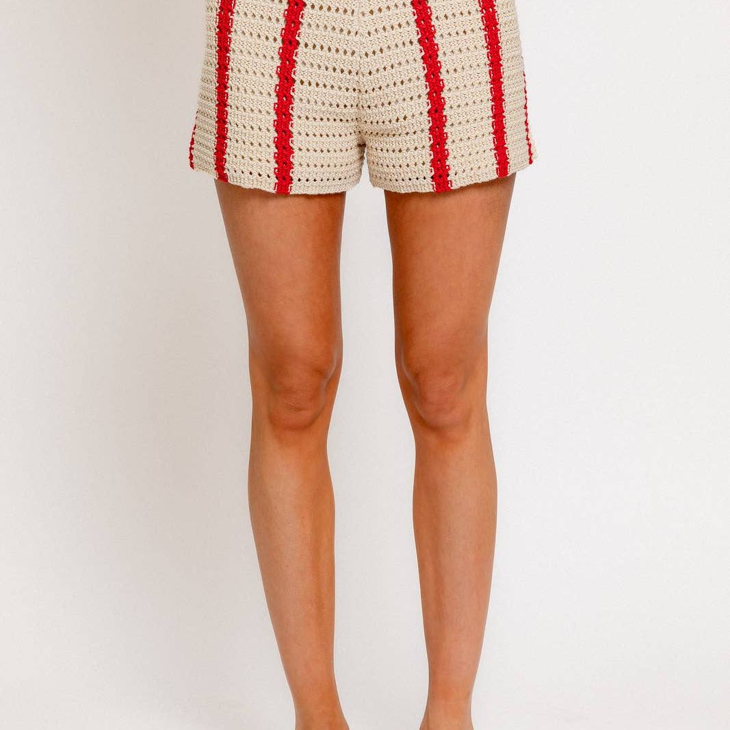 OPEN KNIT SWEATER SHORTS