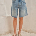 AJP6062 WIDE LEG RETRO BERMUDA DENIM SHORTS