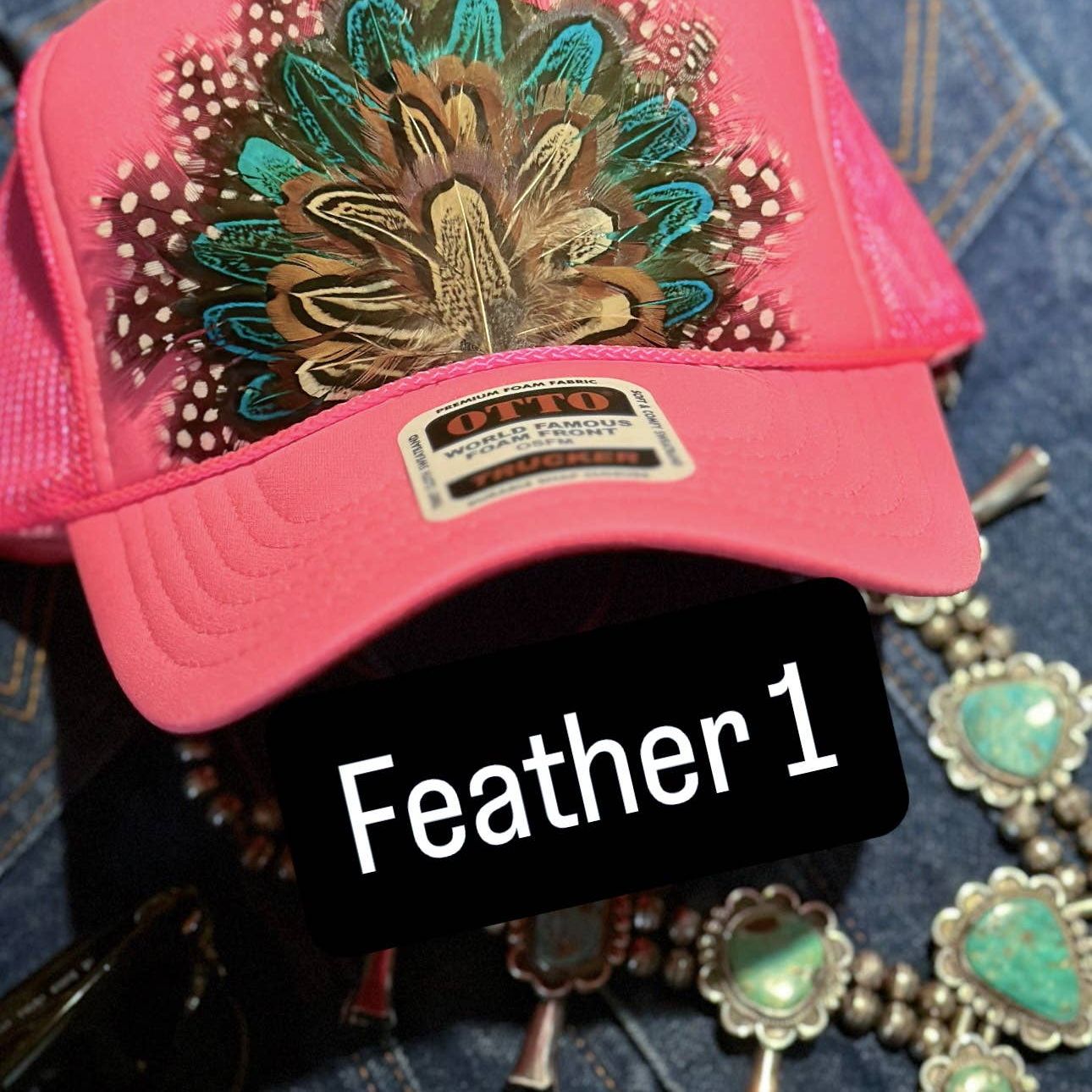 HOT PINK FEATHER TRUCKER HAT
