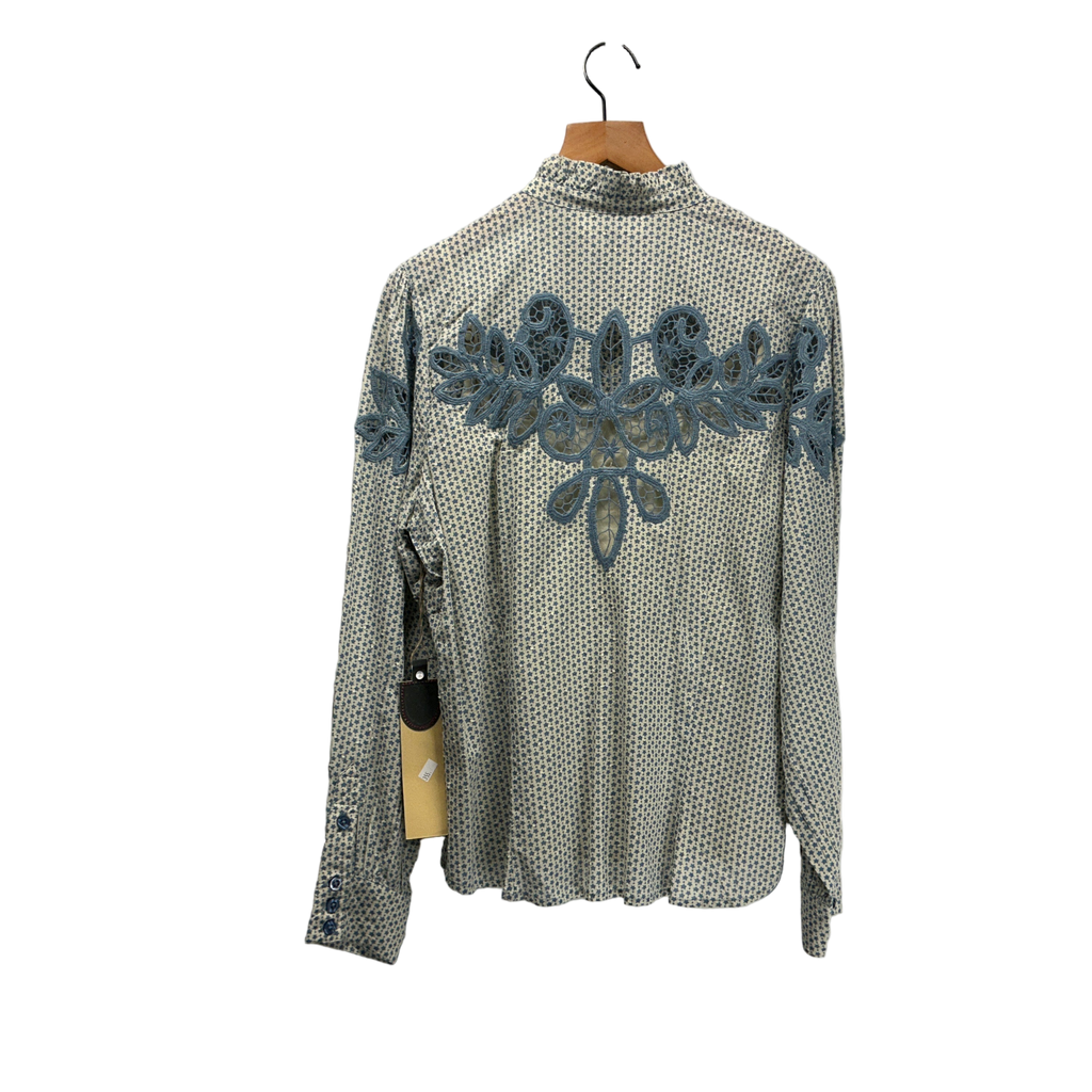 Double D Ranch Bent Fork Indigo and Ivory Blouse
