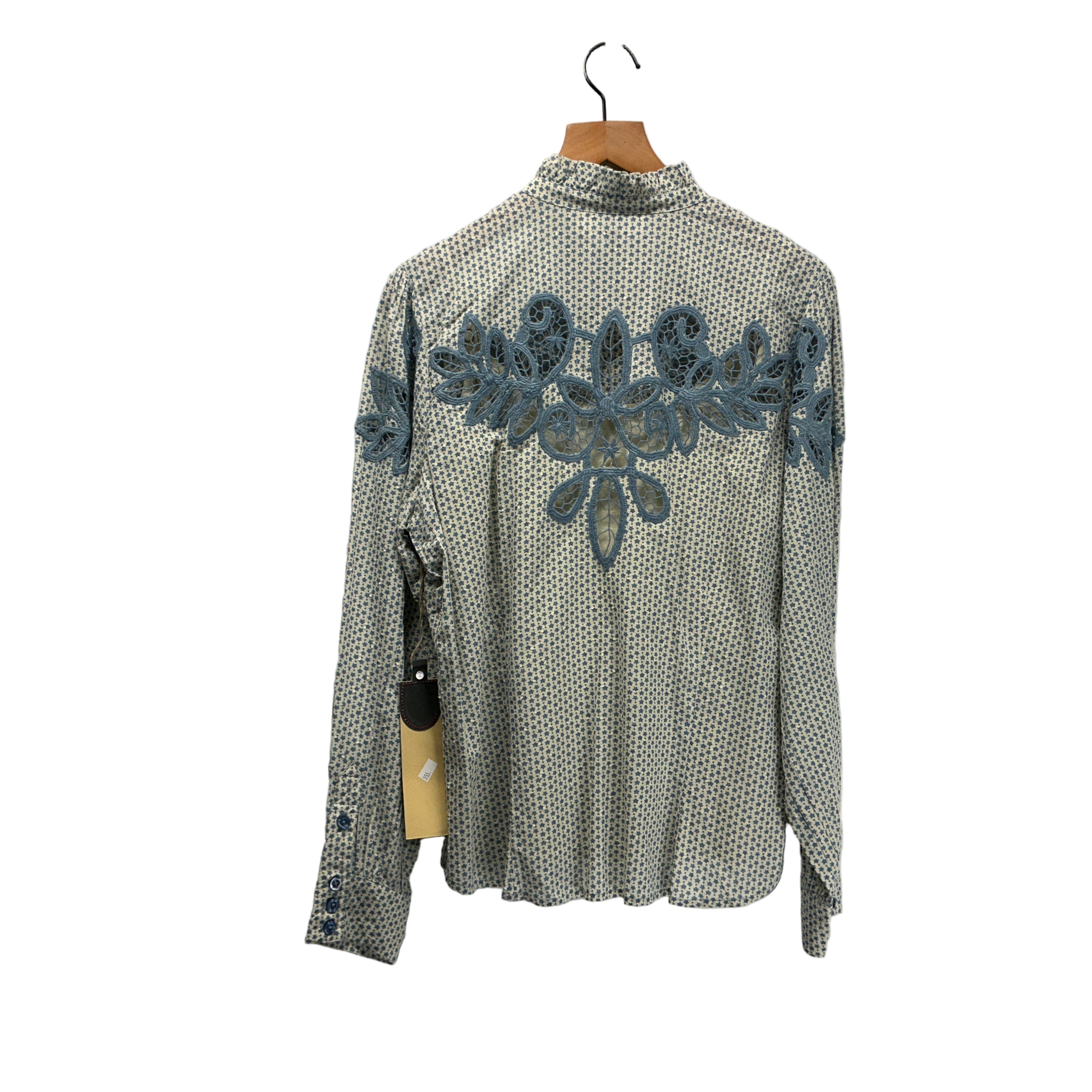 Double D Ranch Bent Fork Indigo and Ivory Blouse