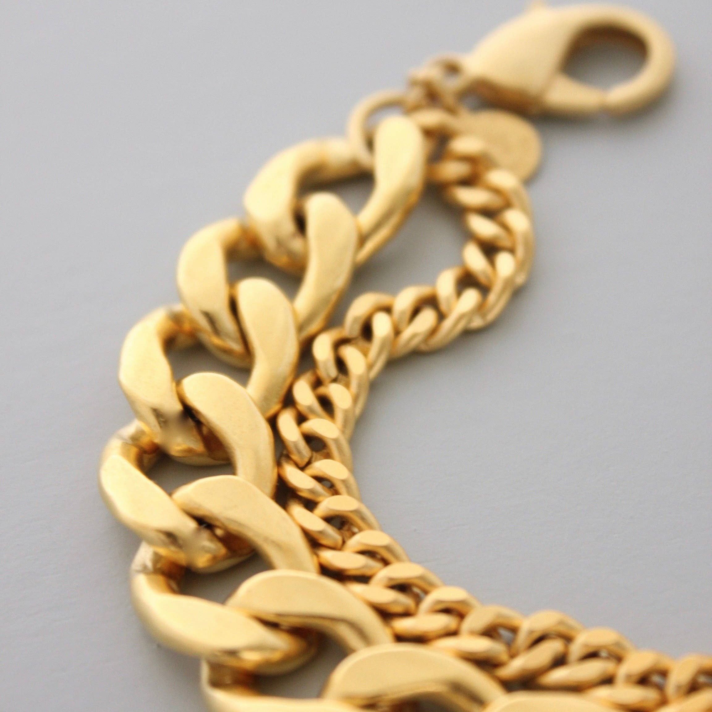 18k matte gold double strand chain bracelet DORB26