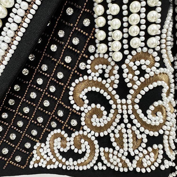 Luxurious Hand-Embroidered Beaded Diamond Short Coat