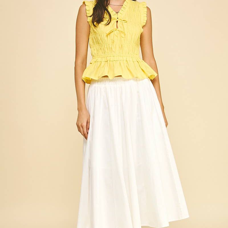PINCH- FRONT-TIE DETAILED SMOCKING TOP - 5555T