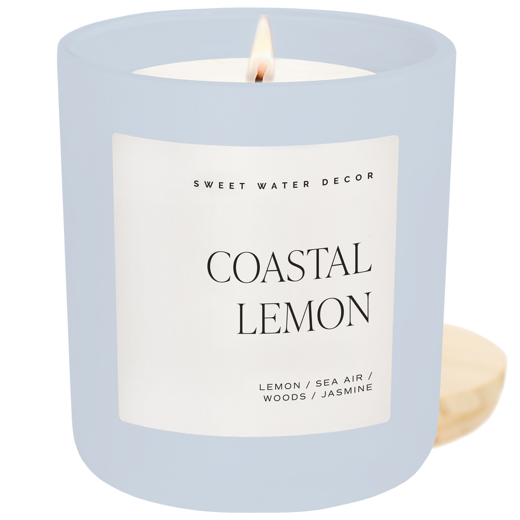 *NEW* Coastal Lemon 15 oz Soy Candle, Matte Jar - Home Decor