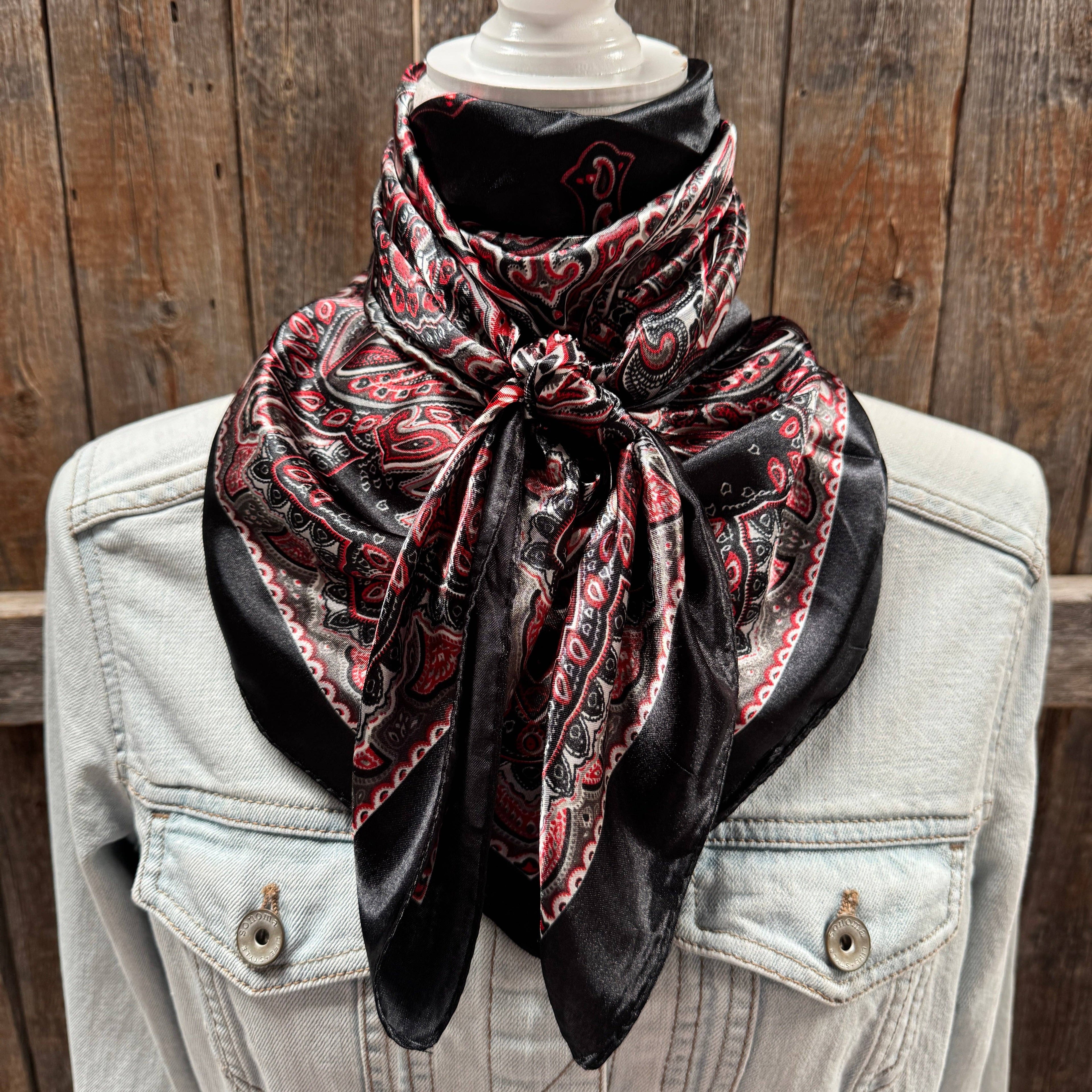 35X35" Black and Red Paisley Wild Rag / Scarf WR3450
