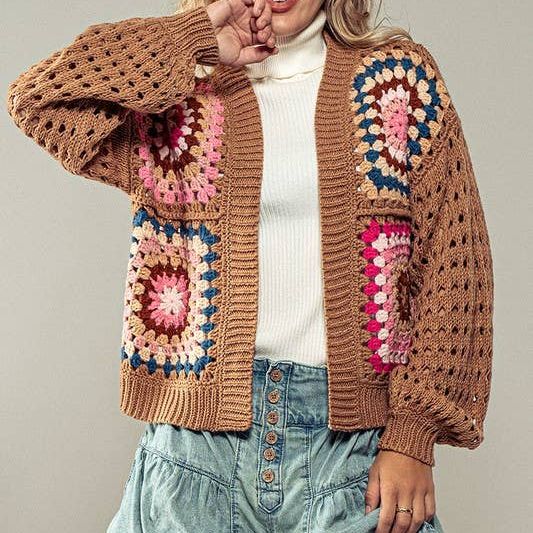 Burst of Color Patchwork Cardigan